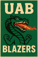NCAA College Mascot Logo Poster 12x8in Metal Sign Vintage UAB Blazers w