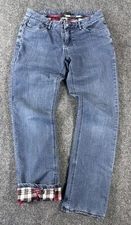 Prana Flannel Lined Boyfriend Jeans Womens 4-27 Blue Organic Cotton Stretch