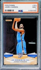 2009-10 Panini #353 James Harden Oklahoma City Thunder RC Rookie Card PSA 9 MINT. rookie card picture