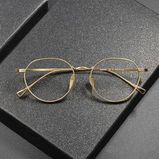IP Titanium Vintage Oval Eyeglasses Frame For Men Women Clear Lens Glasses