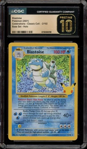 Pokemon Blastoise Celebrations Classic Coll. Holo Rare #2 CGC 10 Pristine