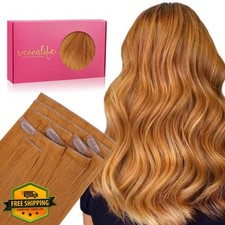 WENNALIFE 14" Auburn Ginger Invisi Edge Clip In Human Hair