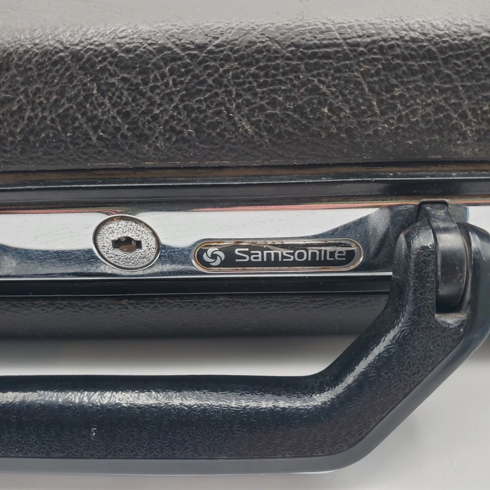 复古新秀丽棕色银色硬壳旅行公文包  — 第 3/4 张图片