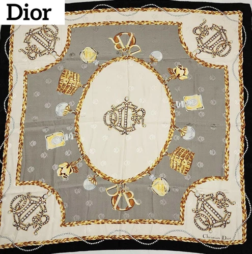 Foulard Christian Dior noir gris 33,9 pouces occasion accessoires mode