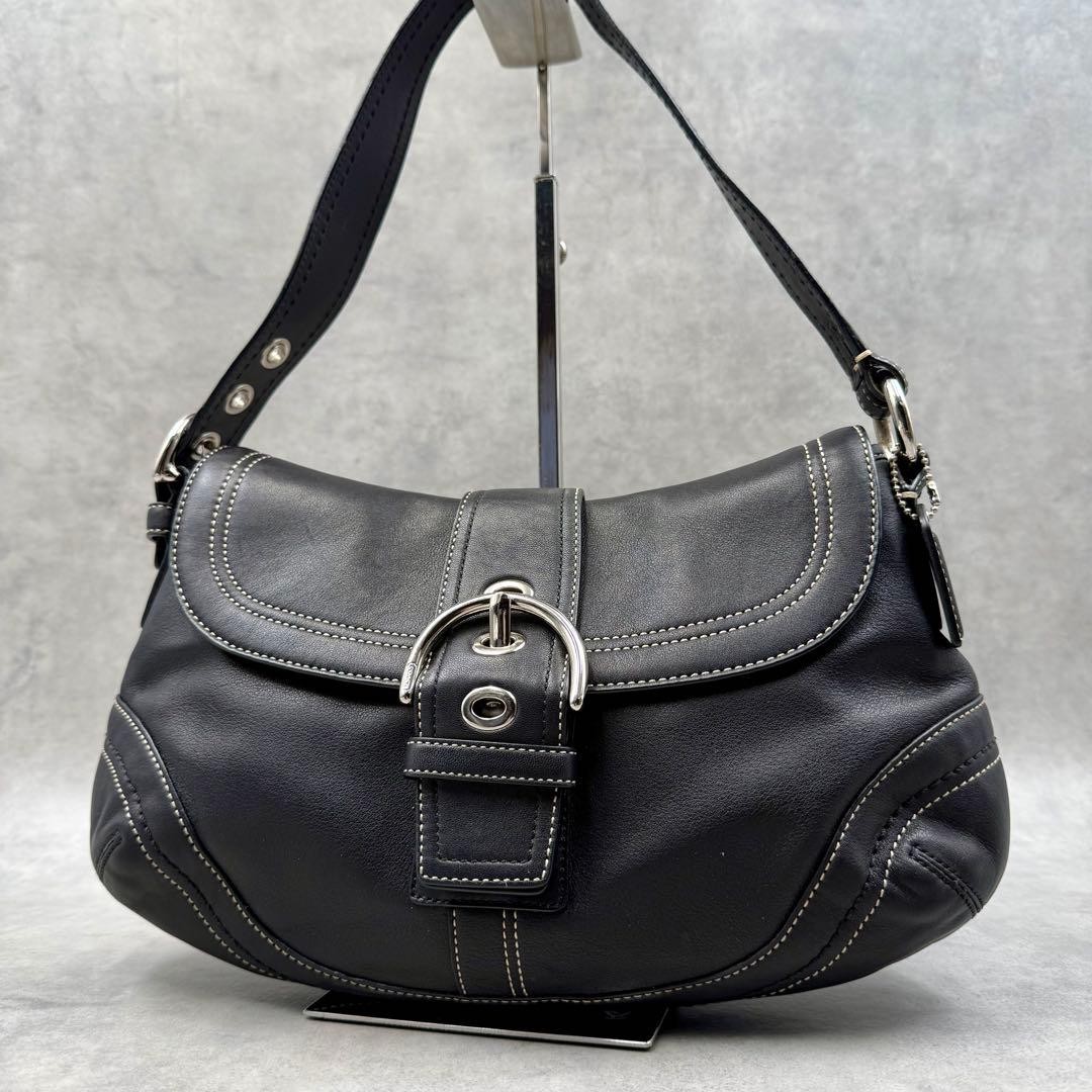 COACH One Shoulder Bag Soho Leather Black Vintage Authentic From Japan