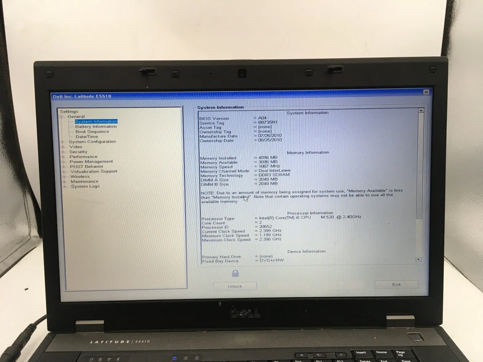 DELL LATITUDE E5510 - BOOT TO BIOS - INTEL I5 M520 - 4GB RAM - 15" - LESEN -BB - Bild 2 von 4