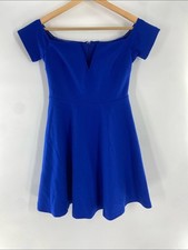lulus Blue Play the Party Off-the-Shoulder Cocktail Minidress Size S Gently Used