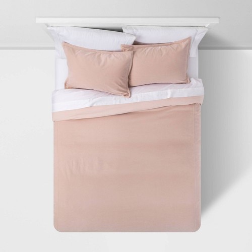King Cotton Velvet Duvet Cover and Sham Set Soft Blush - Threshold - Picture 3 of 6