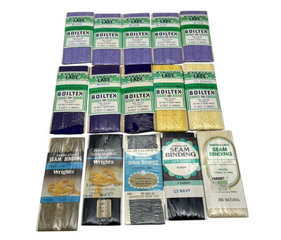 Vintage NOS Seam Binding Lot of 15 Boiltex Wright's J&P Coats Stretch Lace Trim