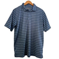Pebble Beach Mens Dry-Luxe Performance Polo Shirt Blue Striped Golf Top Large