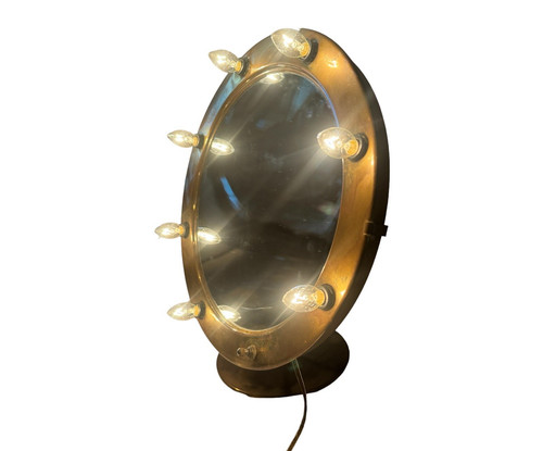 Vintage 1930’s Hollywood Lighted Brass Vanity Mirror ‼️Read