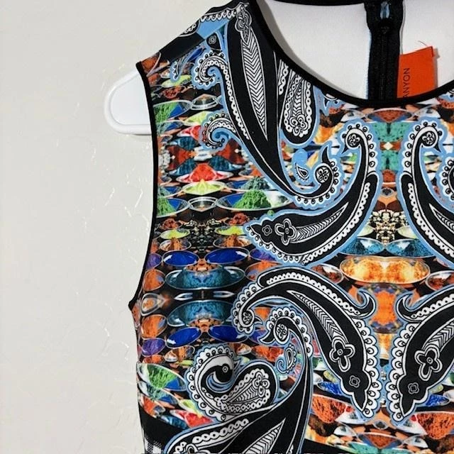 Clover Canyon Dress Womens Small Paisley Sheath Sleeveless Mod Made in USA - Image 2 of 4