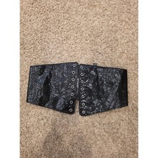 NWT black faux leather corset belt with eyelets
