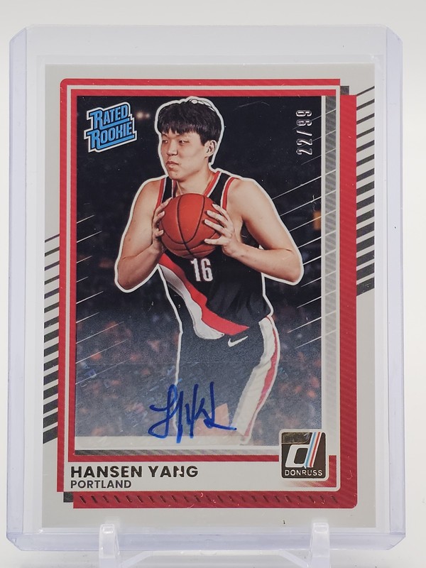 HANSEN YANG 2025-26 DONRUSS RATED ROOKIE AUTO /99 #10 PORTLAND Q3694