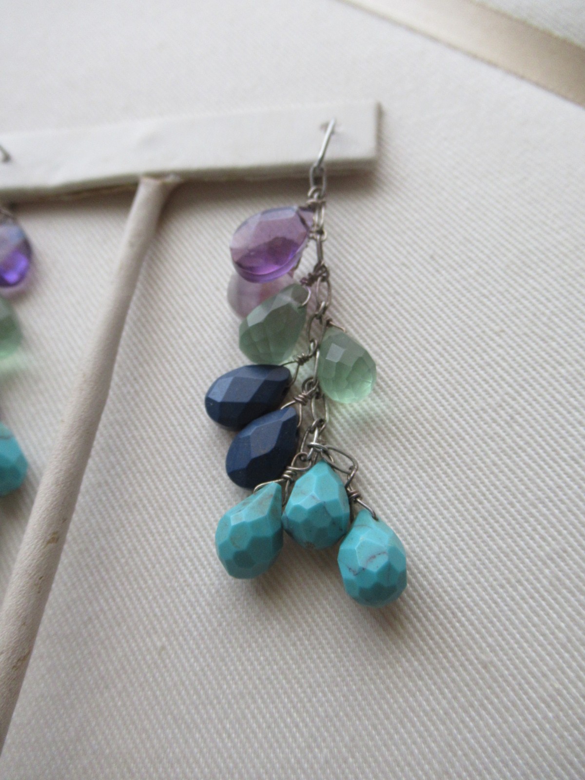 Multi Gemstone Dangle Drop Earrings, Amethyst Per… - image 7
