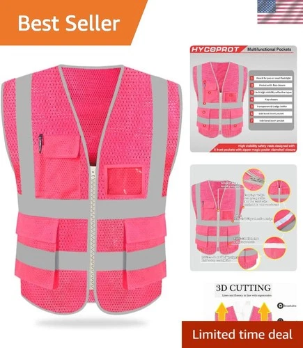 HYCOPROT High Visibility Mesh Safety Reflective Vest with Pockets and Zipper,... video thumbnail