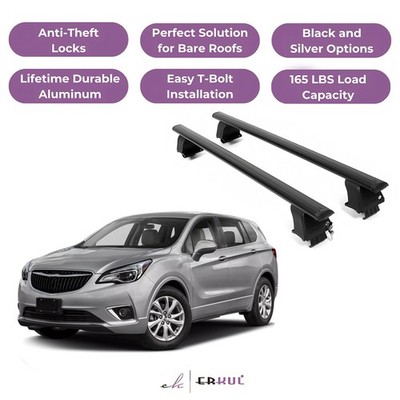 ERKUL Roof Rack Crossbars For BUICK ENVISION 2016-2020 Naked Roof Aluminum Black