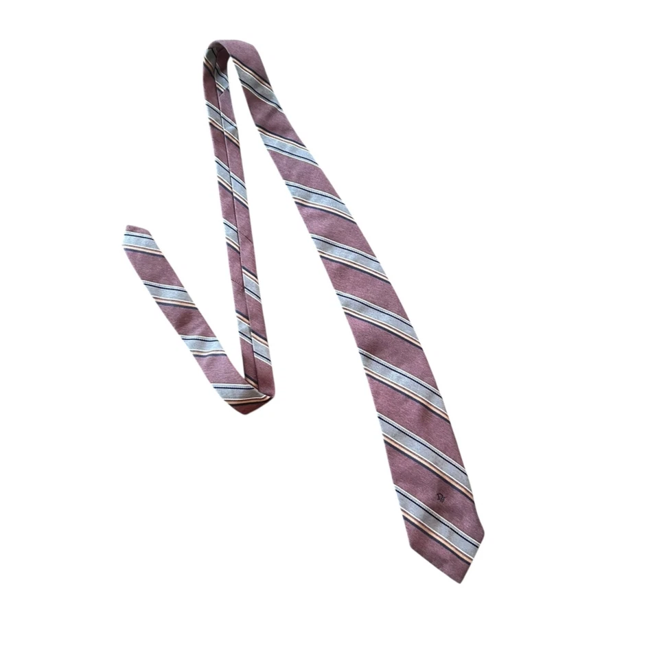 Vintage Christian Dior Silk Blend Muted Classic Striped Tie - Image 2 of 4