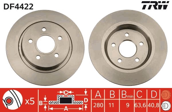 Disque de frein TRW DF4422 de qualité supérieure avec fonte premium