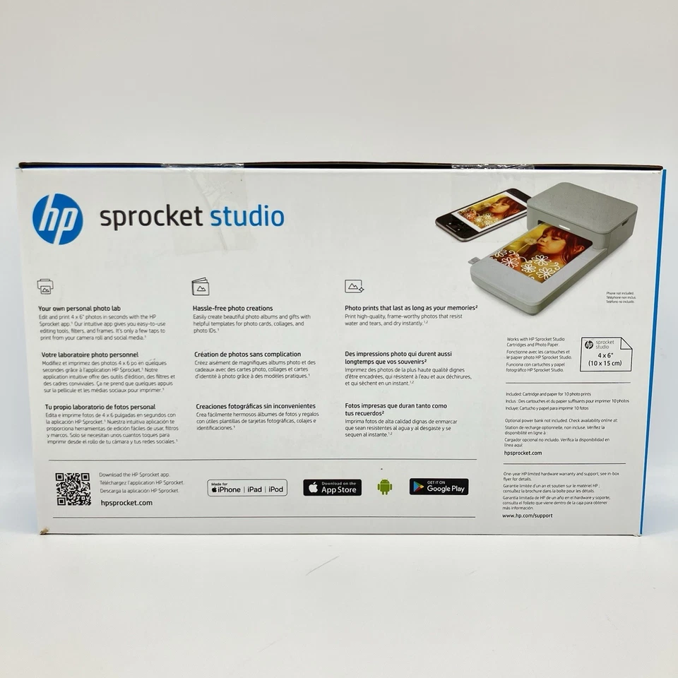 HP Sprocket Studio Digital Bluetooth Laser Photo Printer 4x6" Pictures (3MP72A) - Image 3 of 4
