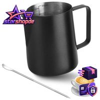 MilchkäNnchen Edelstahl Schwarz 350Ml AufschäUmer Barista ZubehöR FüR Kaffee
