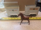 2 Tonka Stables White Horse Trailer Pressed Steel Vintage #52620 W/ Horse