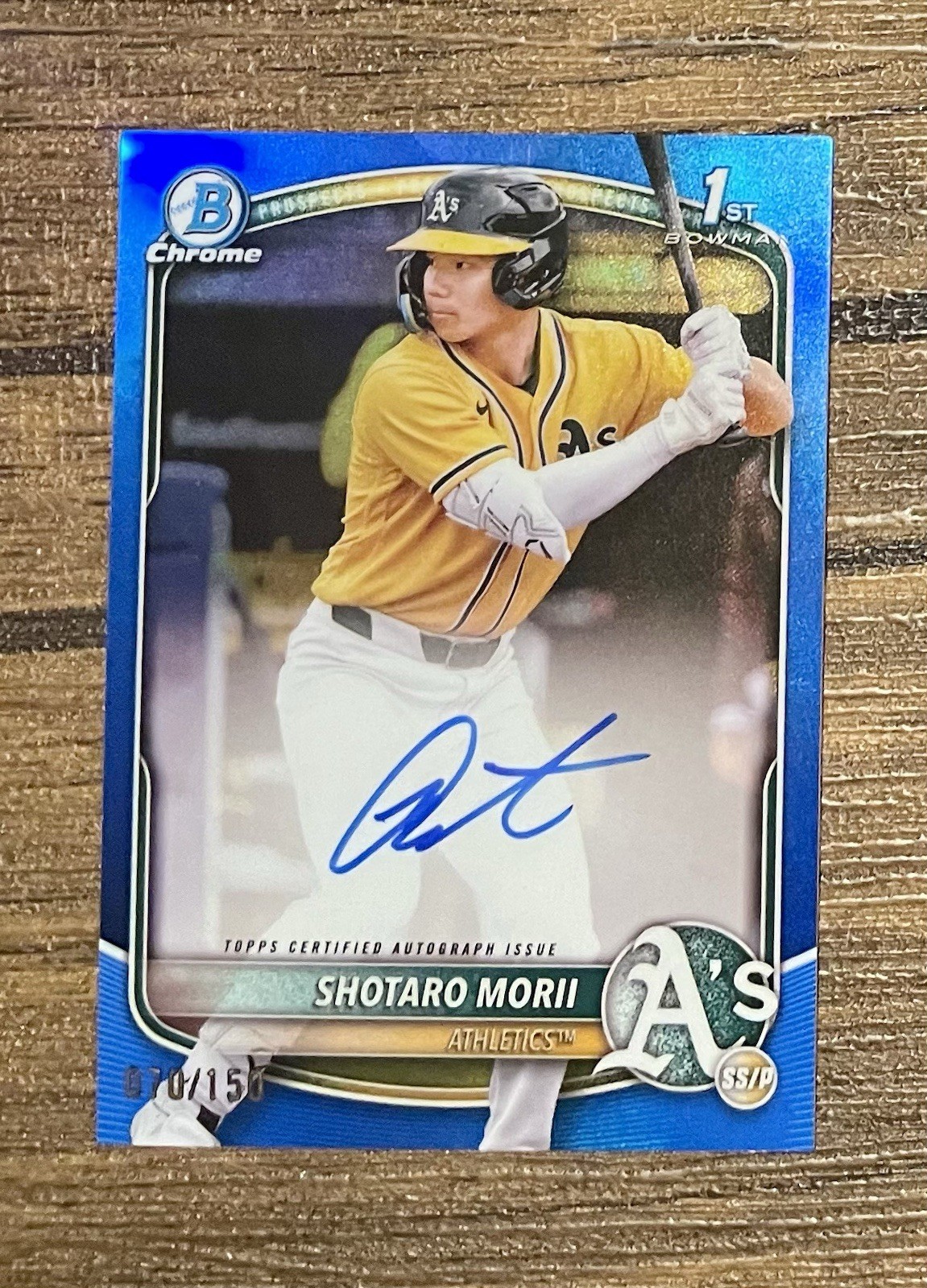 SHOTARO MORII 1st True Blue Refractor Auto # /150 2025 Bowman Chrome Baseball