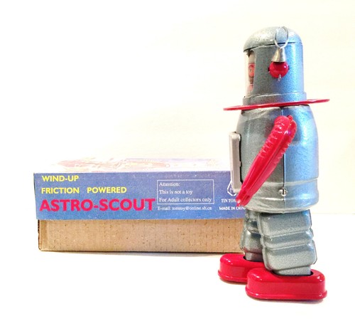 BRAND NEW TIN TOM TOY TR-2010 LE ASTRO-SCOUT WIND UP TIN ROBOT MINT - 第 7/9 張圖片