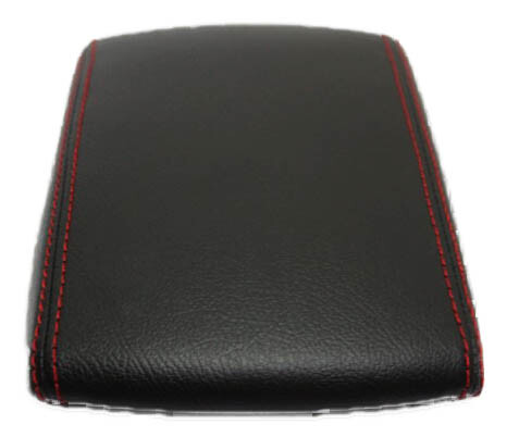 Fits 03-08 Mazda 3 Real Leather Center Console Lid Armrest Cover w/Red Stitch - Bild 2 von 7