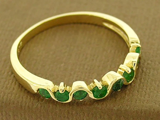 Кольцо из чистого золота с настоящим драгоценным камнем Wave Eternity — индивидуальный размер в честь годовщины 9K - Изображение 3 из 3