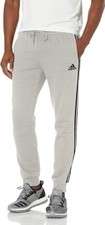 Adidas Men Fleece Tapered Cuff 3-Stripes Pants Grey Heather/Black GK8824 Size L