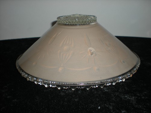 Hanging Ceiling Chandelier Light Shade Art Deco Pink Clear Flower center 3 Chain