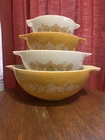 Vintage Set Of 4 Pyrex USA Butterfly Gold Cinderella Nesting Bowls #441-#444 EUC