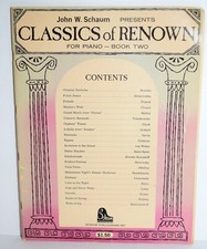 Classics of Renown For Piano - Book Two -  1967 by Schaum Publications