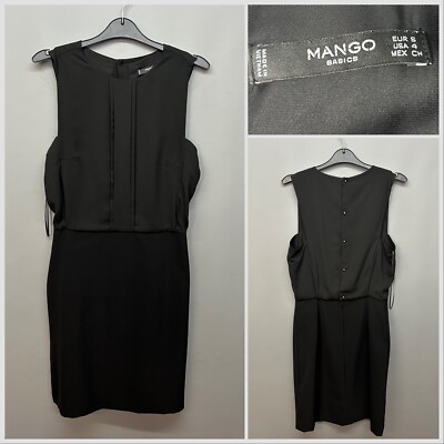 Mango Basics elegantes schwarzes ärmelloses Jerseyrockkleid Small