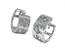 925 Sterling Silver Cubic Zirconia Charming Huggie Hoop Earrings 04