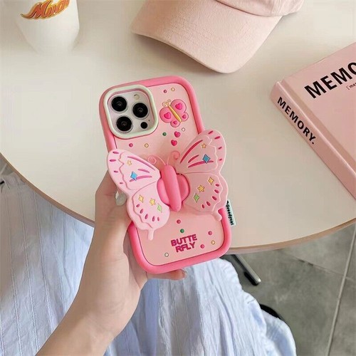 Luxury 3D Butterfly Stand Silicone Cover Case For 16 15 14 13 12 11 Pro Max XR - Picture 15 of 18