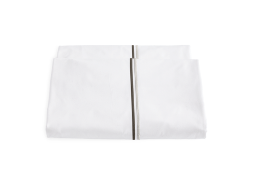 $135+tax MATOUK HOTEL ESSEX SIERRA PERCALE QUEEN FLAT SHEET WHITE CHARCOAL GRAY - Picture 2 of 7
