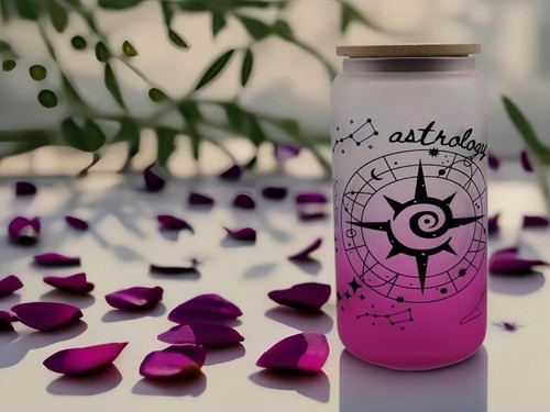 Astrology Lover Beer Can Glass | Boho Numerology Coffee Glass - Picture 4 of 5