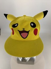 Pokemon Pikachu Snapback Hat Smiling Face  Ears Baseball Cap Yellow New