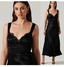 Astr the label satin black/red burgundy Sexy Maxi Dress