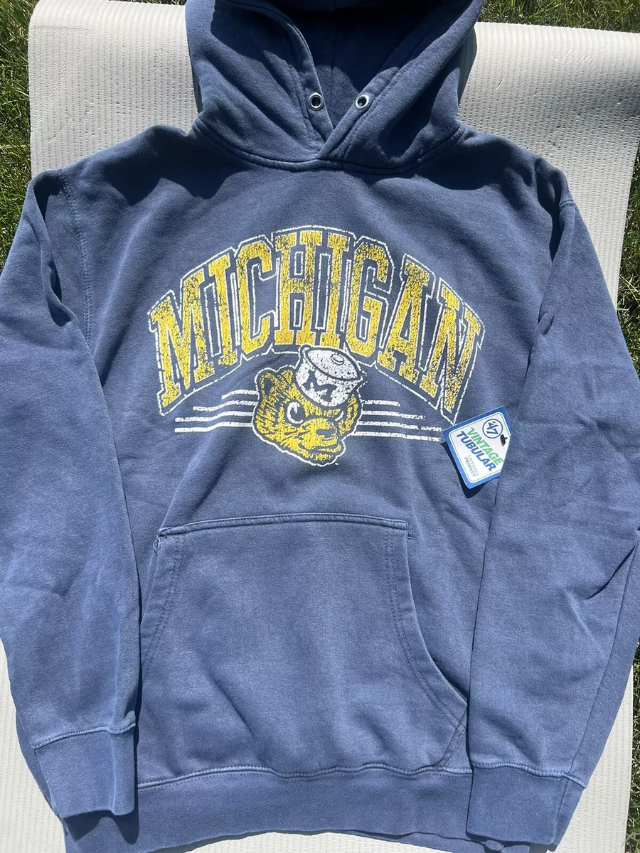 90 Small 47 Brand Michigan Wolverines Sun Faded Hoodie NCAA FOOTBALL