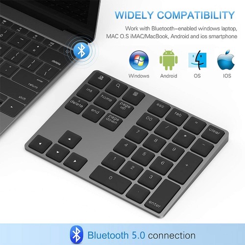 Bluetooth Number Pad, Lekvey Aluminum Rechargeable Wireless Numeric Keypad Slim - 第 2/7 張圖片