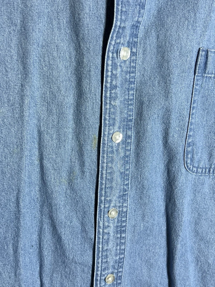 Vintage Croft & Barrow Denim Button Up Shirt Mens Size XXL Blue Long Sleeve - Image 4 of 4