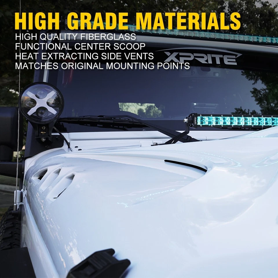 Campana extractora de calor sin pintar con respiraderos para Jeep Wrangler JK JK 2007-2018 Foto 4 de 4