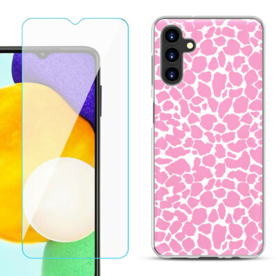 Case for Samsung Galaxy A13 5G, w/ Tempered Glass - Giraffe/Pink