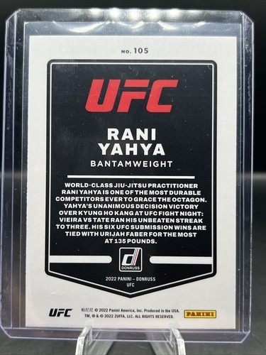 2022 Panini Donruss UFC - RANI YAHYA PURPLE HOLO #105 - Bild 3 von 3