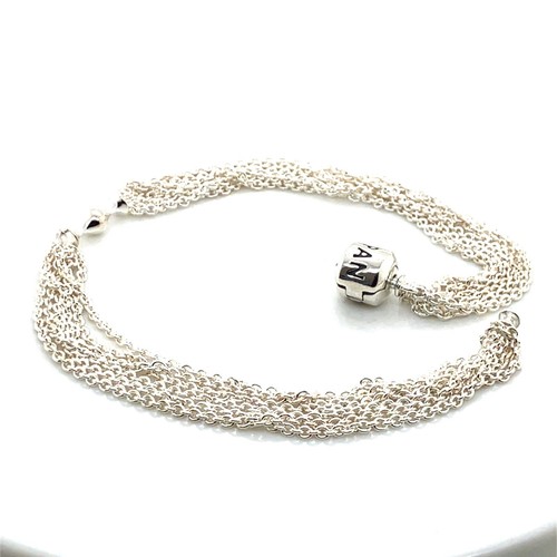 Genuine Pandora Stg Silver Multi-Strand One Station Clip Bracelet 23cm 591701-23 - Picture 4 of 9