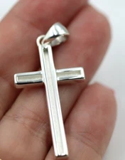 Kaedesigns Genuine Large Sterling Silver Cross Pendant  38mm x 20mm -Free Post