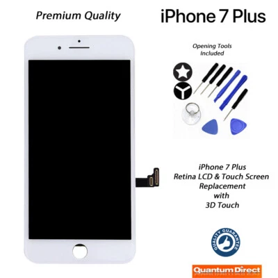 QUANTUM DIRECT iPhone 7 Plus Retina LCD & Digitiser Touch Screen Replacement AAA - WHITE - NEW